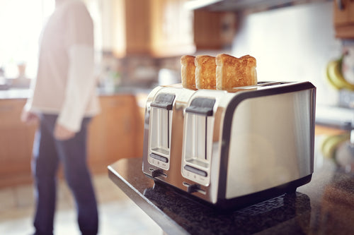 Toasted bread in toaster