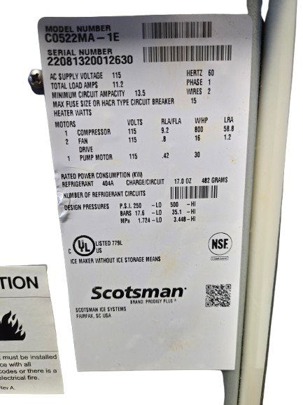 Scotsman C0522MA-1E Ice Cube Machine