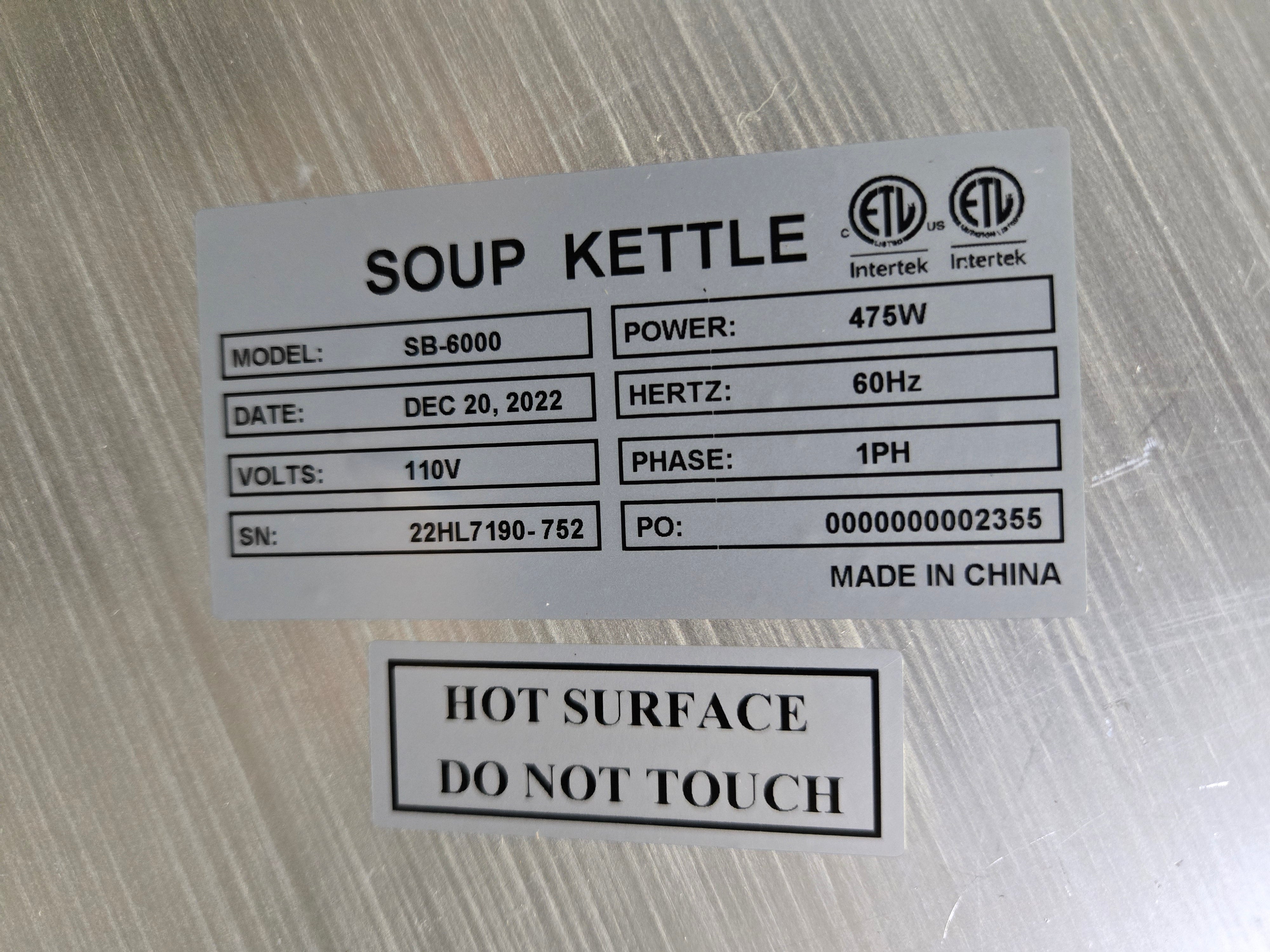 Thumbnail - Eurodib SB-6000 Soup Kettle Warmer