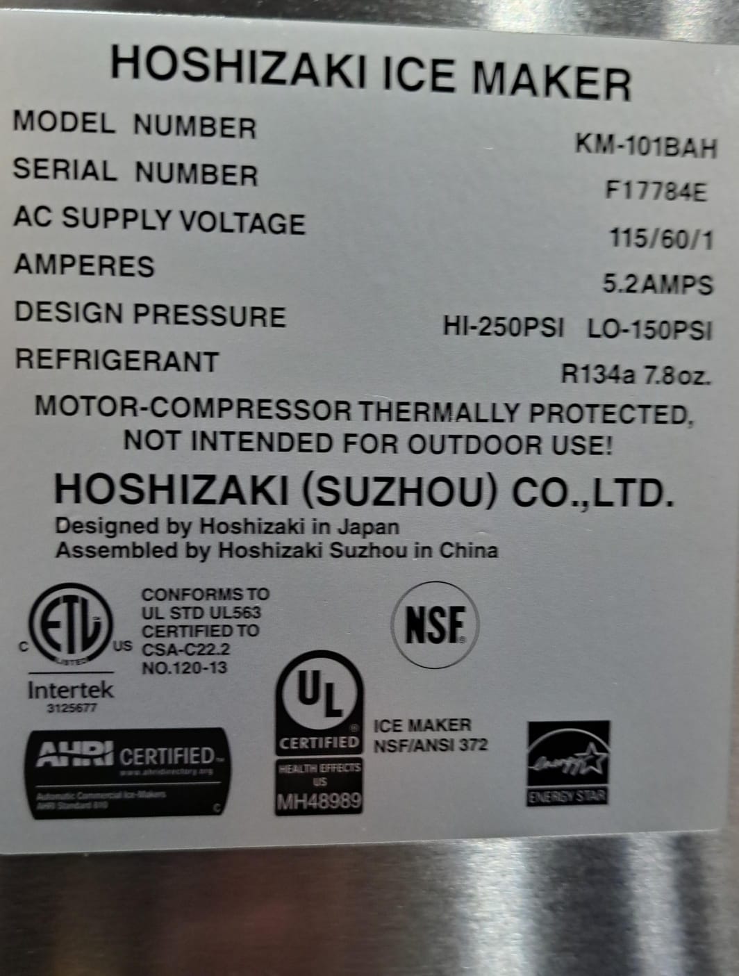 Hoshizaki KM-101BAH Ice Machine and Little Giant VCMA-15ULST Condensation Pump