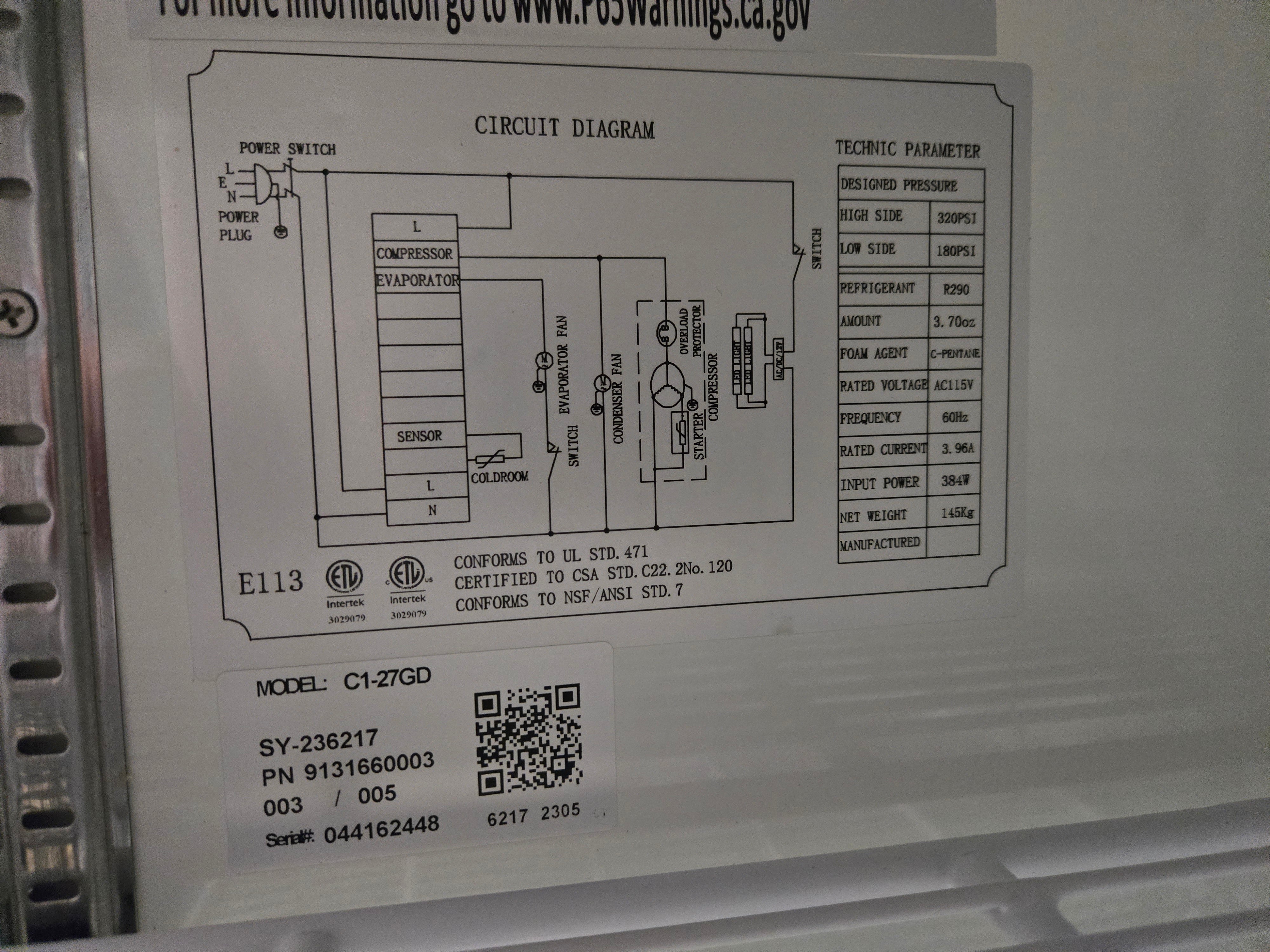 Thumbnail - EFI 27 inch Single Glass Door Display Refrigerator CI-27GD