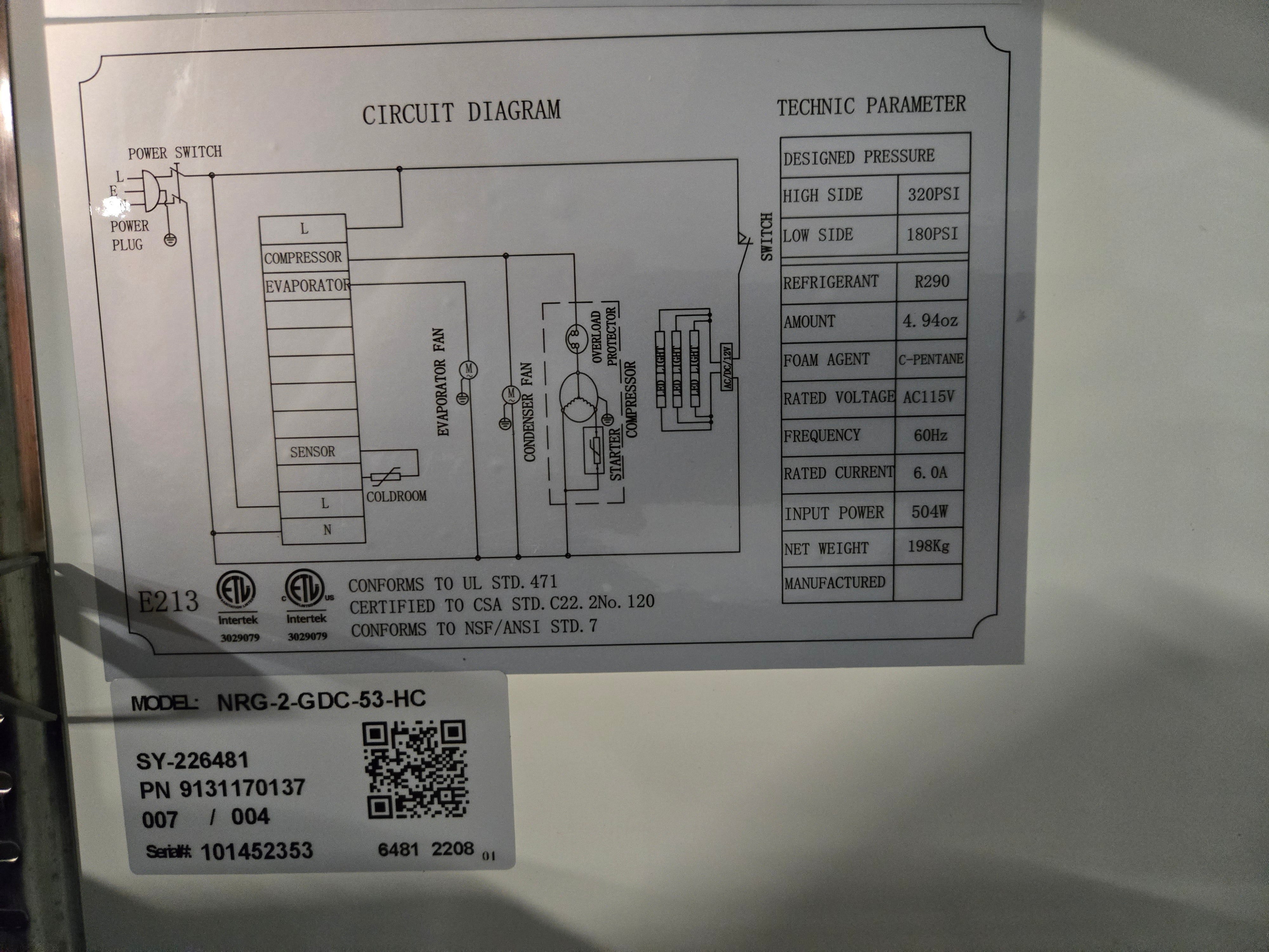 Thumbnail - Danair NRG-2-GDC-53-HC Glass Door Refrigerator