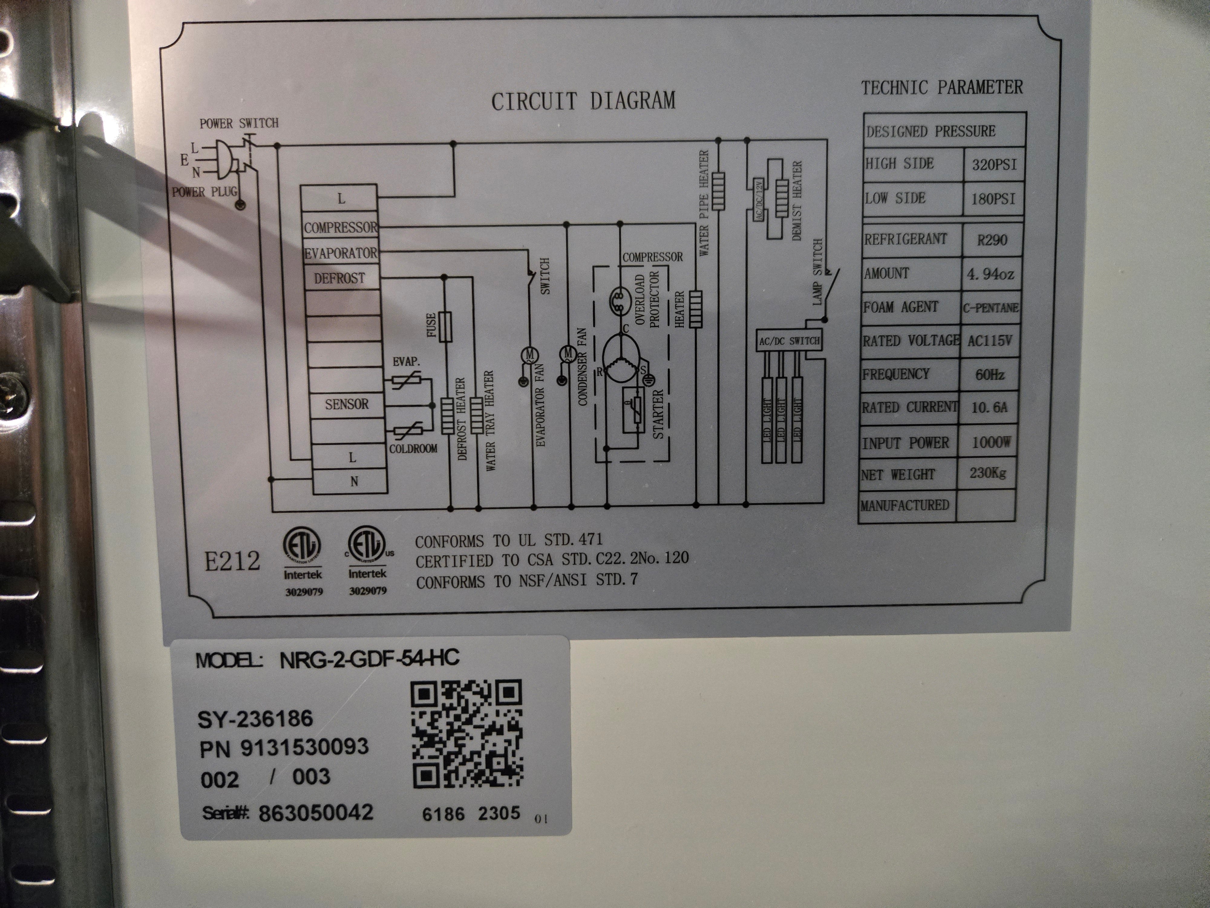 Thumbnail - Danair NRG2GDF-54-HC Glass Door Freezer