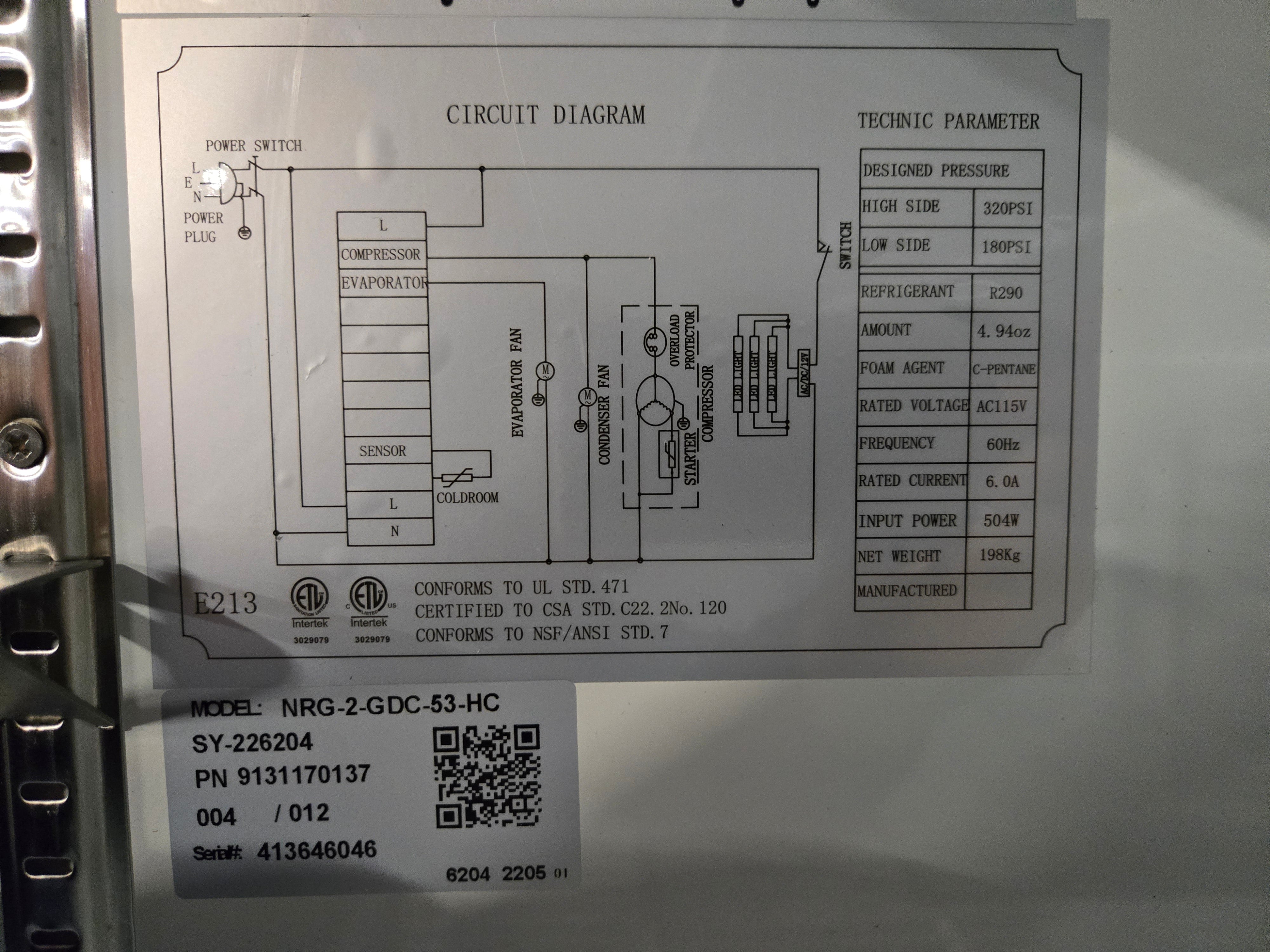 Thumbnail - Danair NRG-2-GDC-53-HC Glass Door Refrigerator