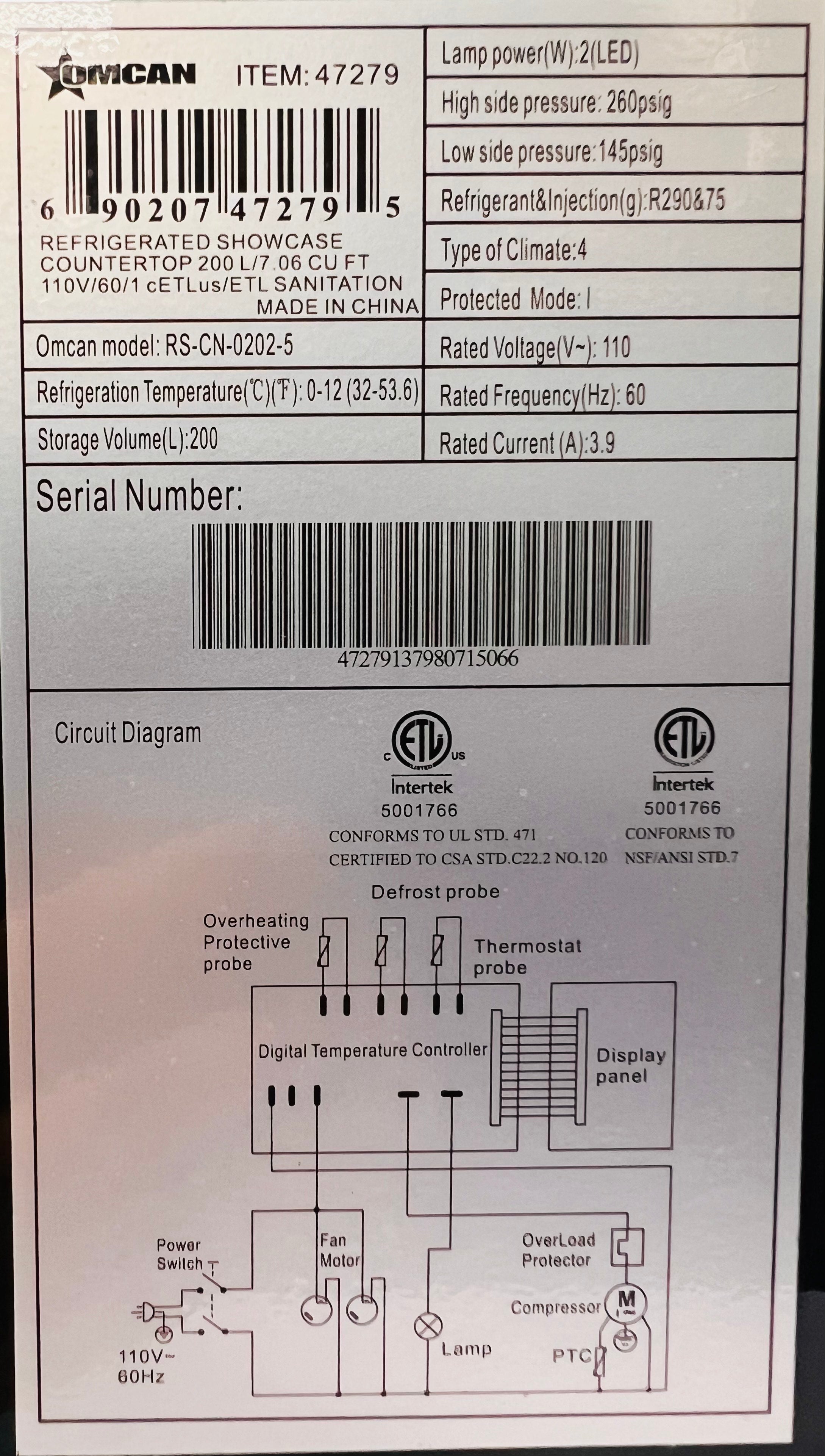 Omcan RS-CN-0202-5 Refrigerated Countertop Showcase - 48in