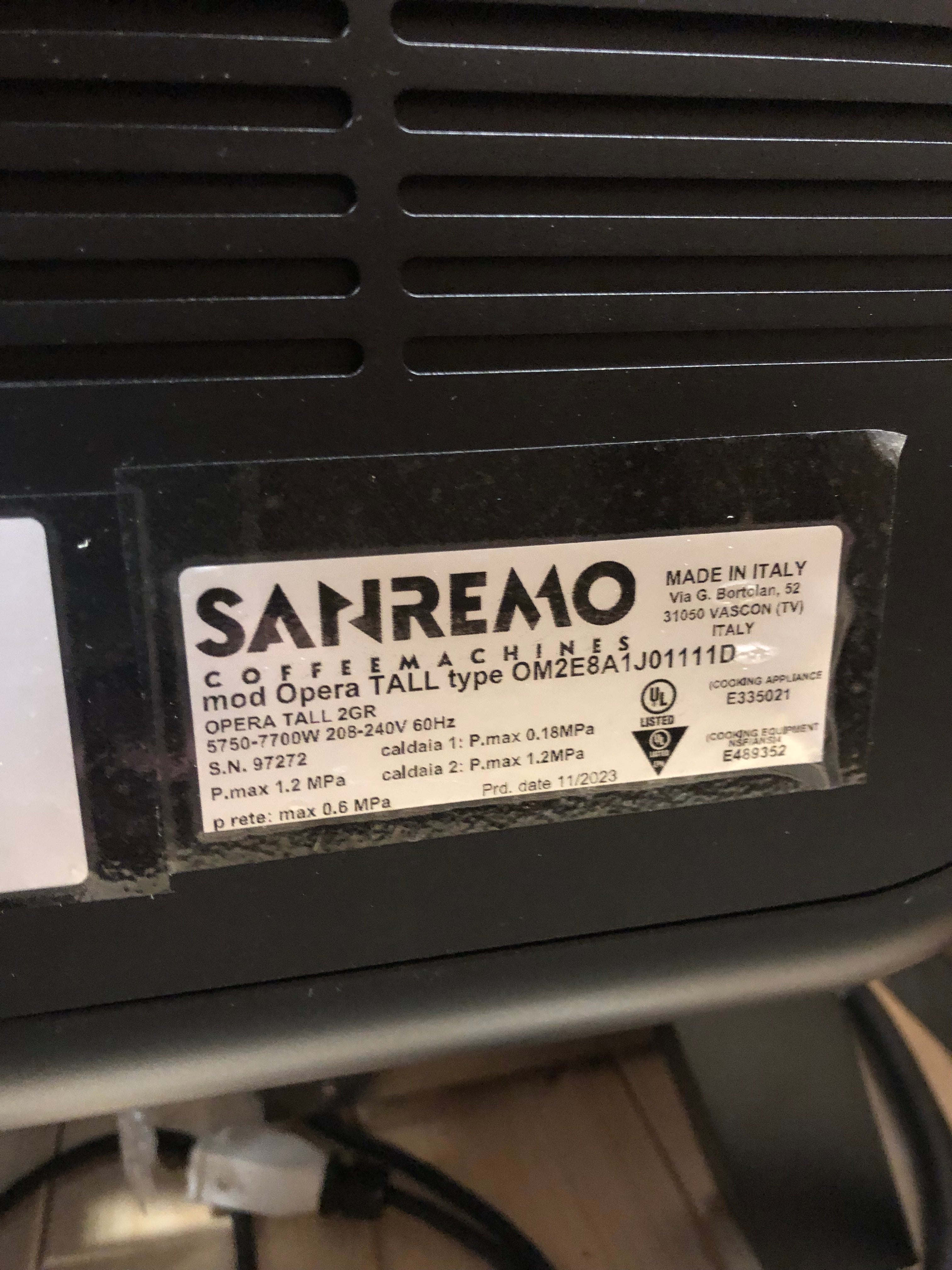 Sanremo Opera 2.0 Tall Espresso Machine