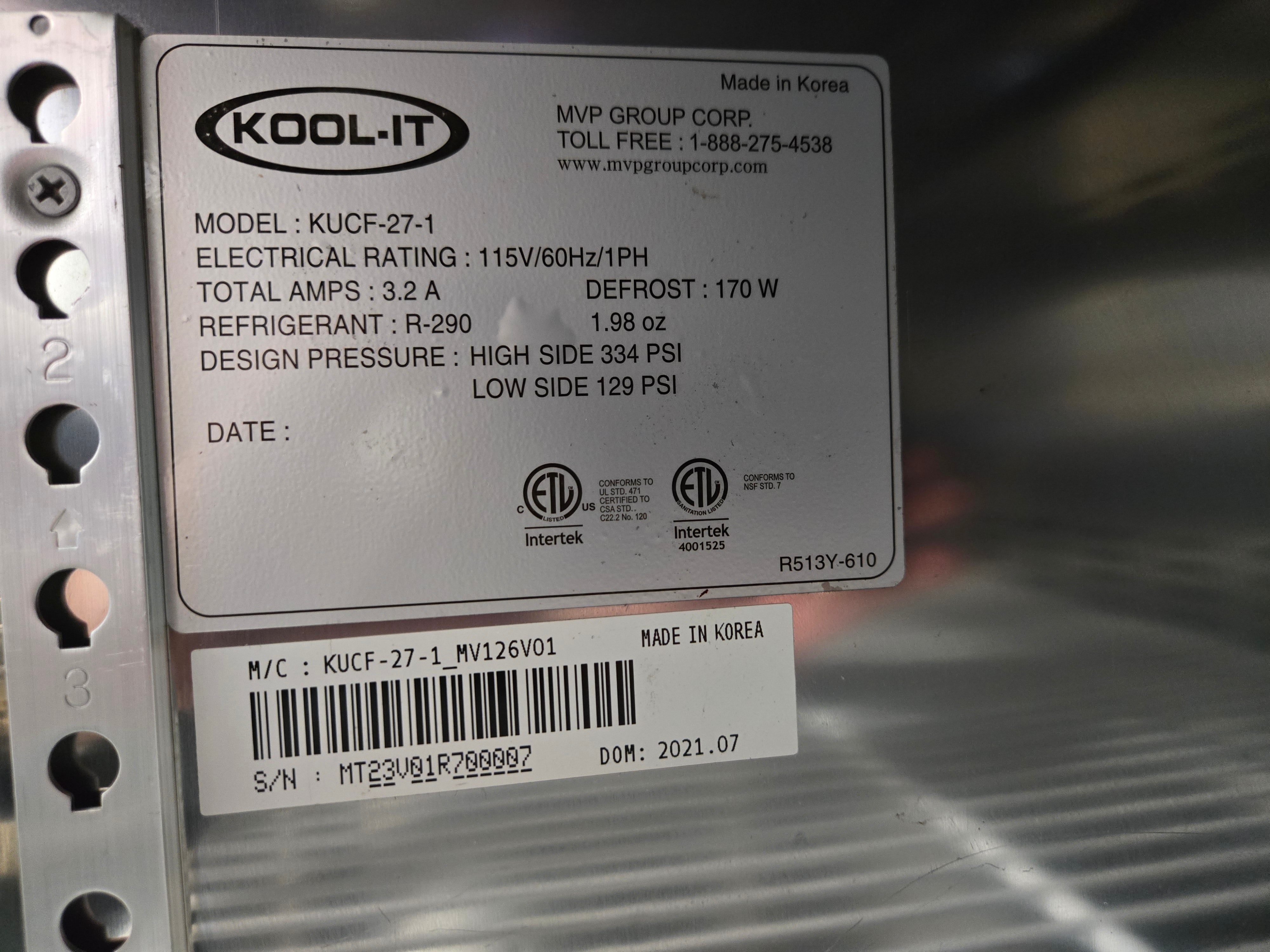 Kool-it KUCF-27-1 Undercounter Freezer