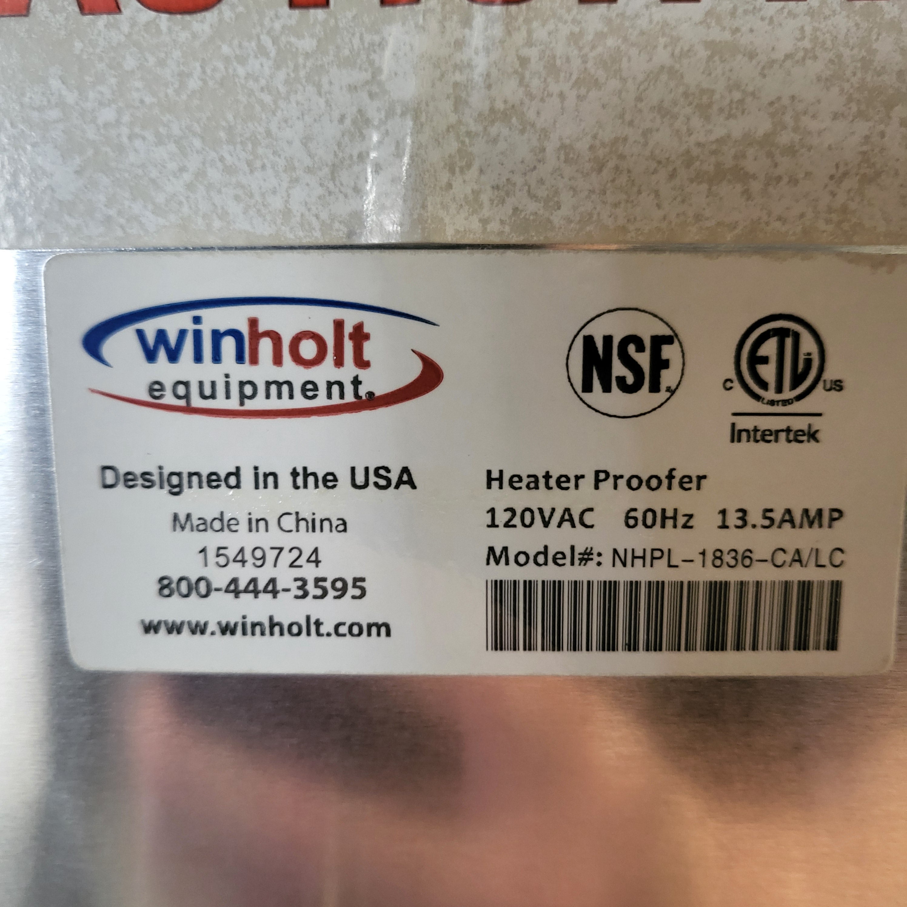 Winholt NHPL-1836CAC Non-Insulated Proofer