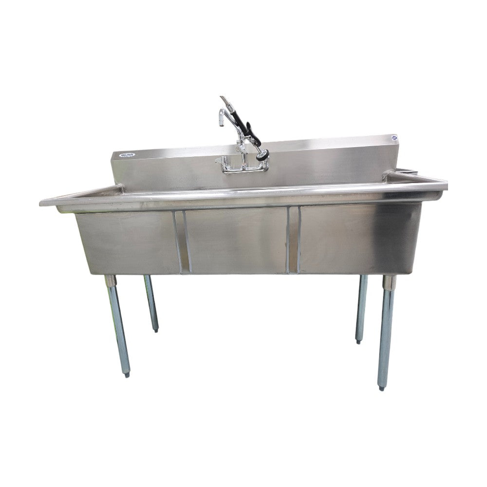 Nella 22114 Three Compartment Sink with Pre Rinse Faucet