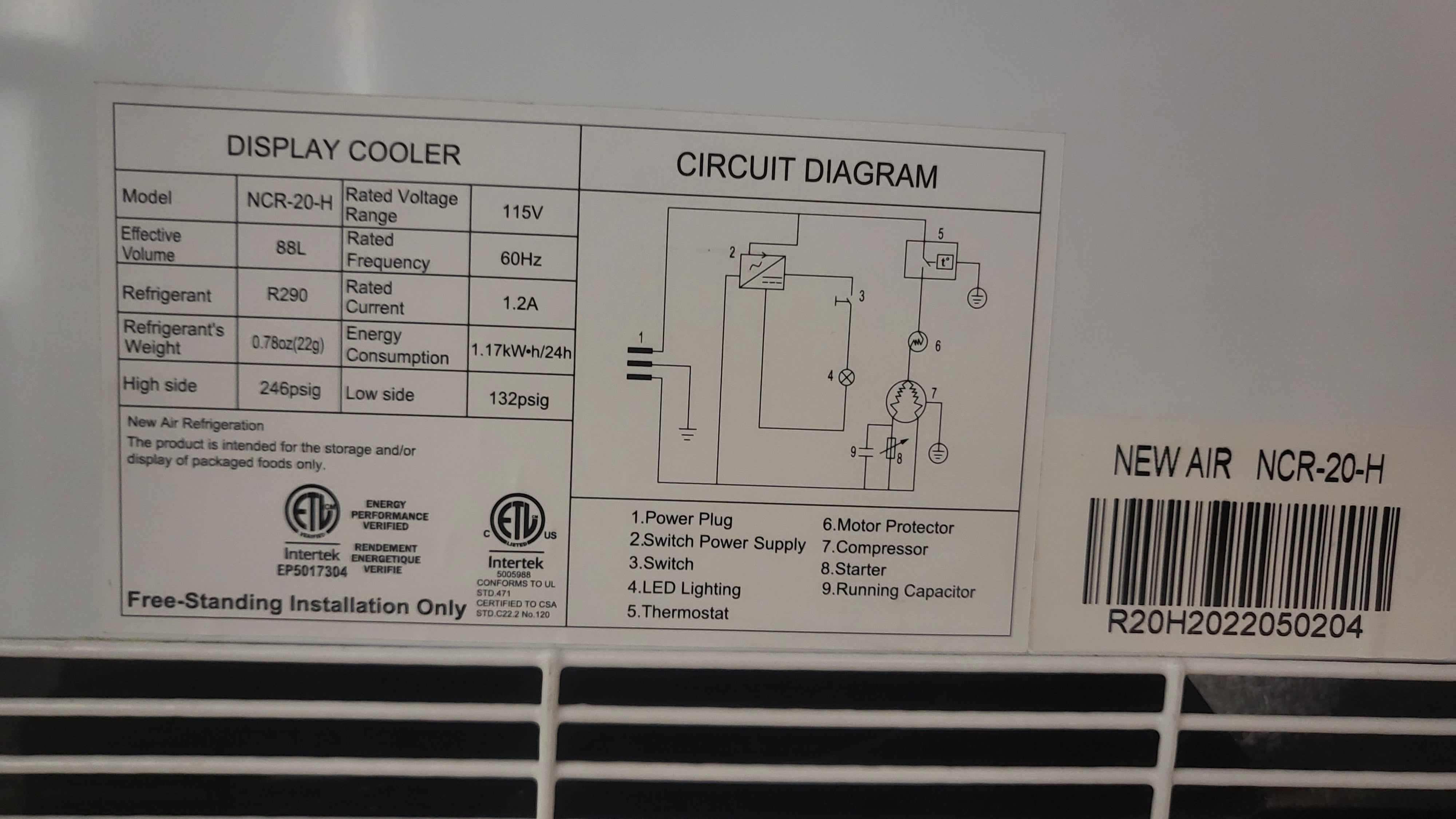 Thumbnail - New Air NCR-20-H 23.5in Single Glass Door Display Cooler