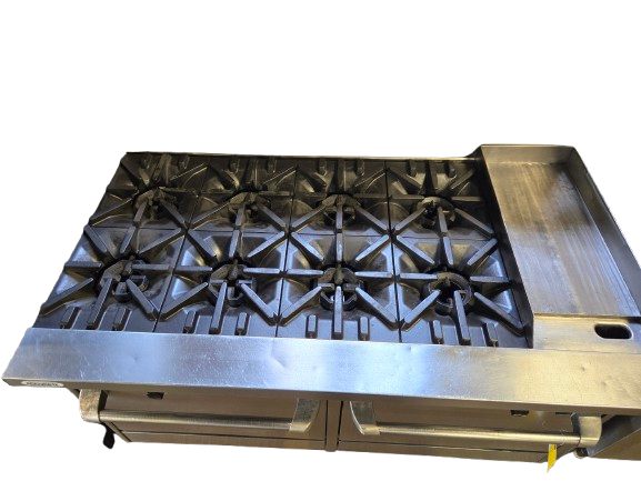 Thumbnail - Garland U60-8G12RR 60in Natural Gas Range with 2 Ovens, 8 Open Burners & 12in Griddle