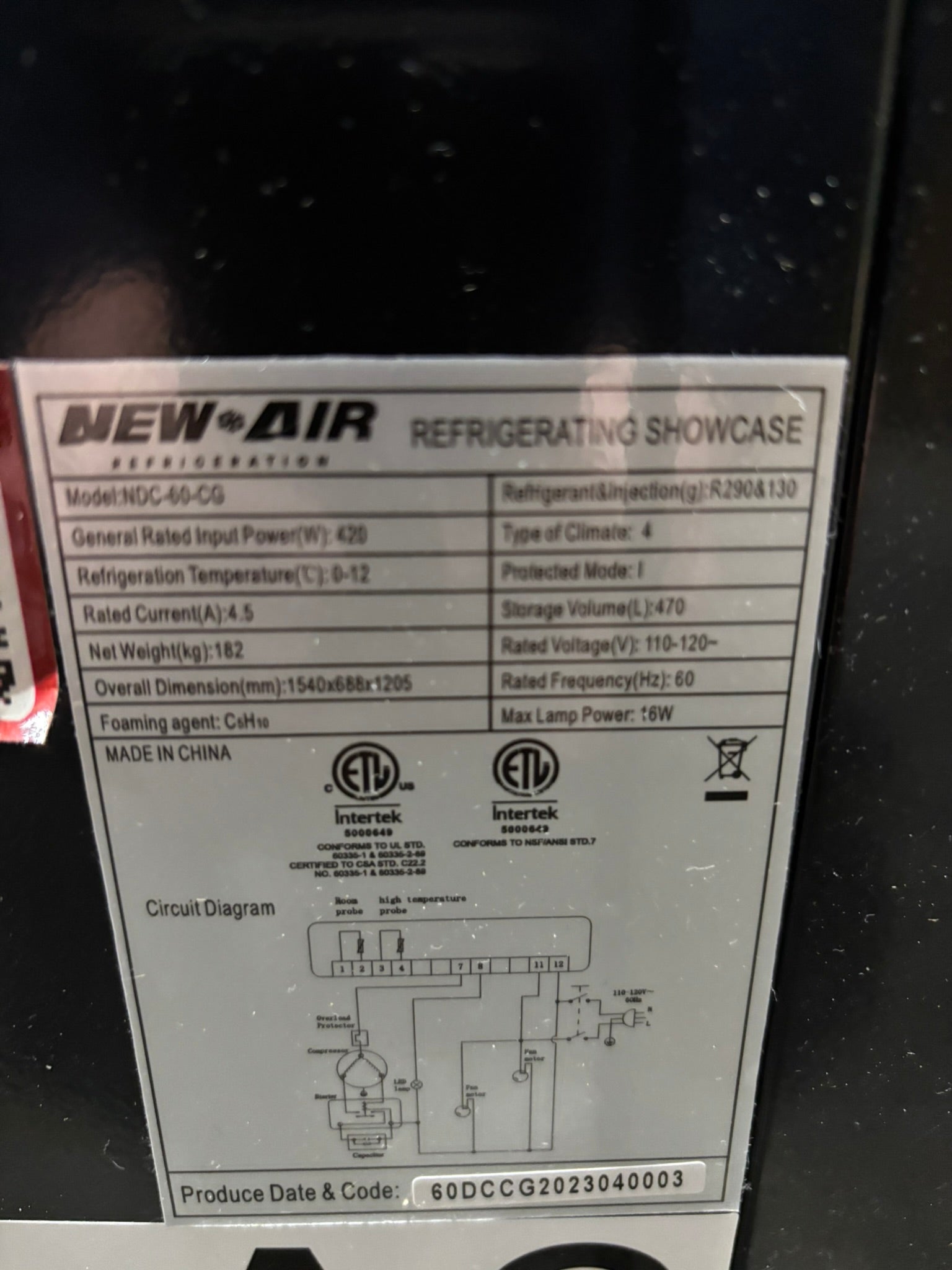 New Air NDC-60-CG Refrigerated Display Case