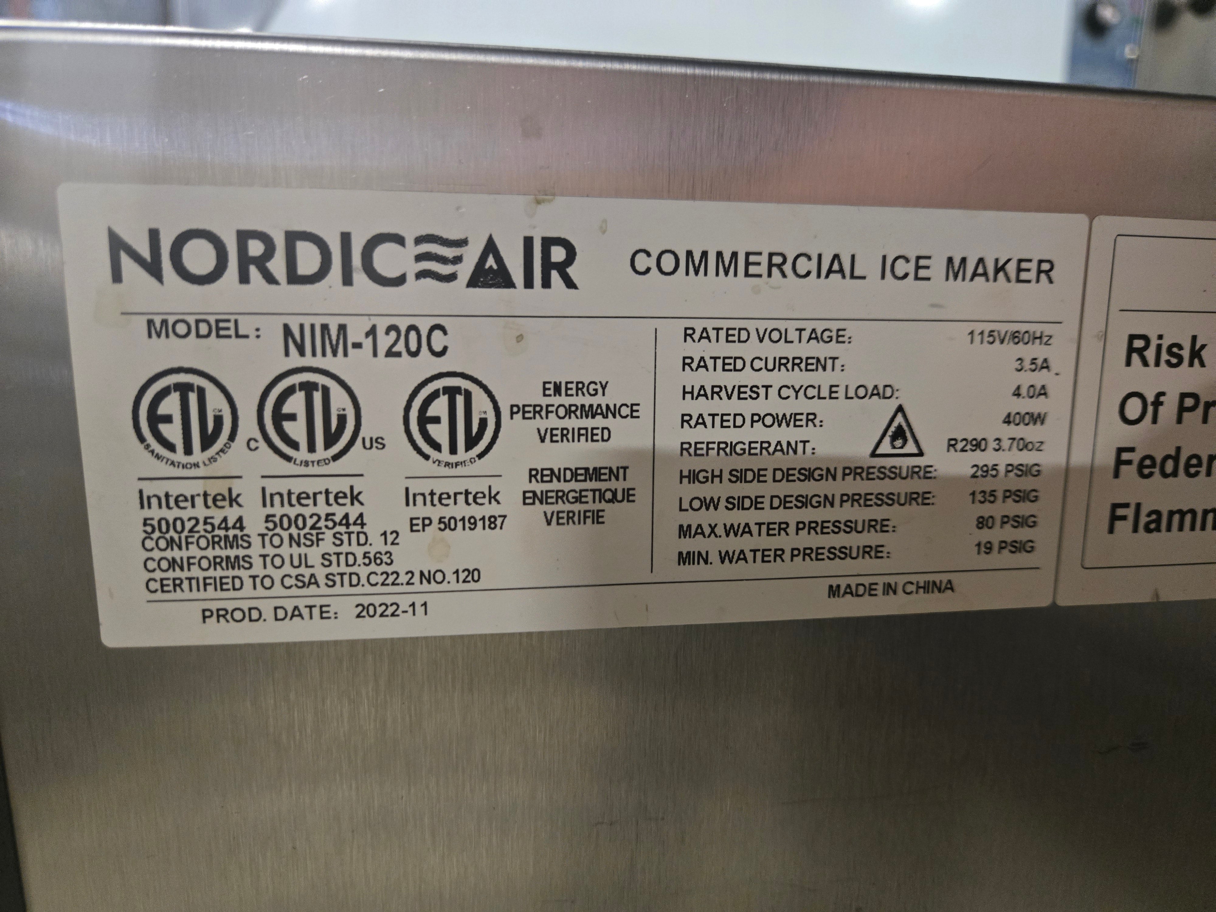 Thumbnail - Nordic Air NIM-120C Ice Machine