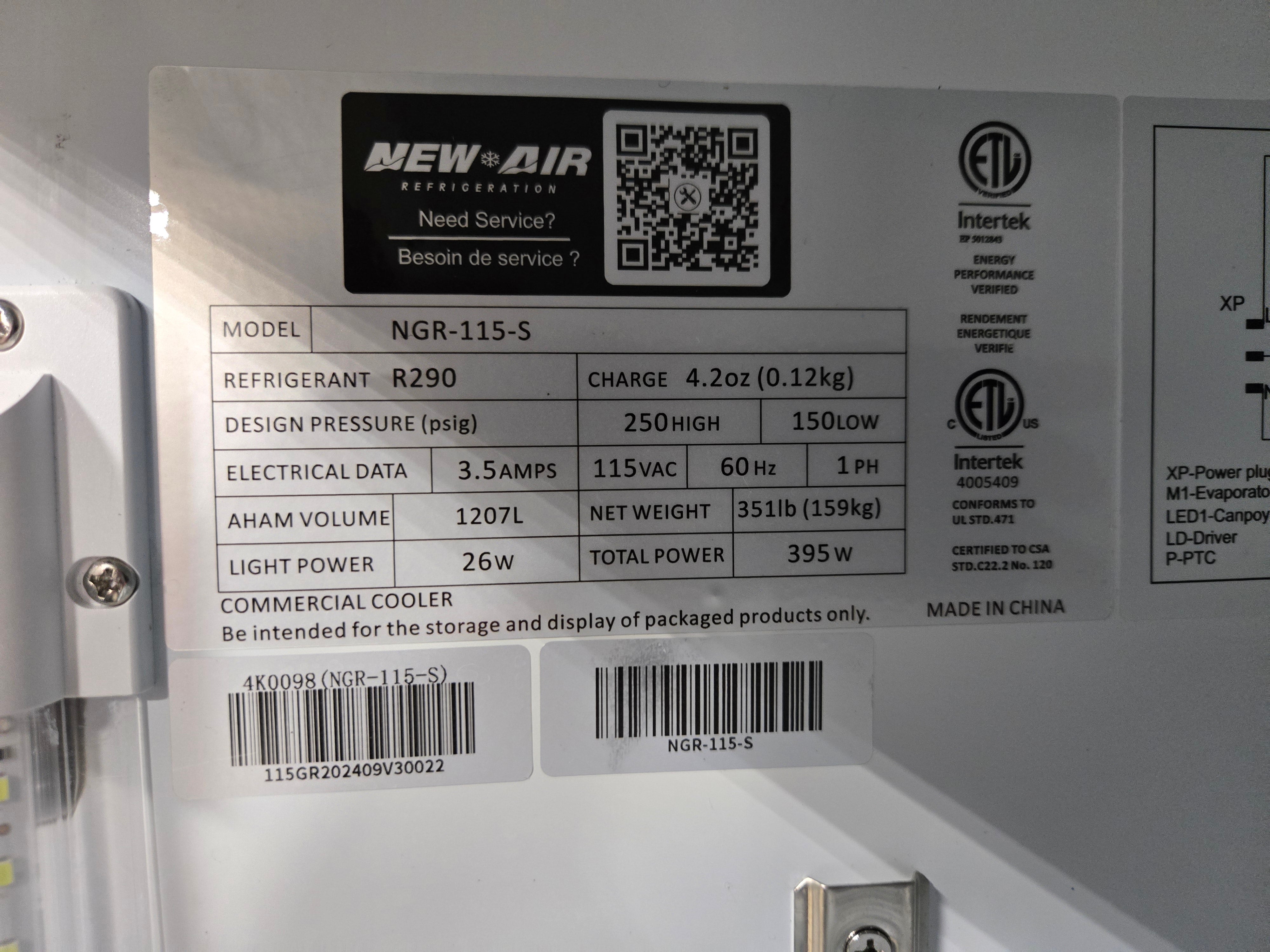 New Air NGR-115-S Two-door Refrigerator