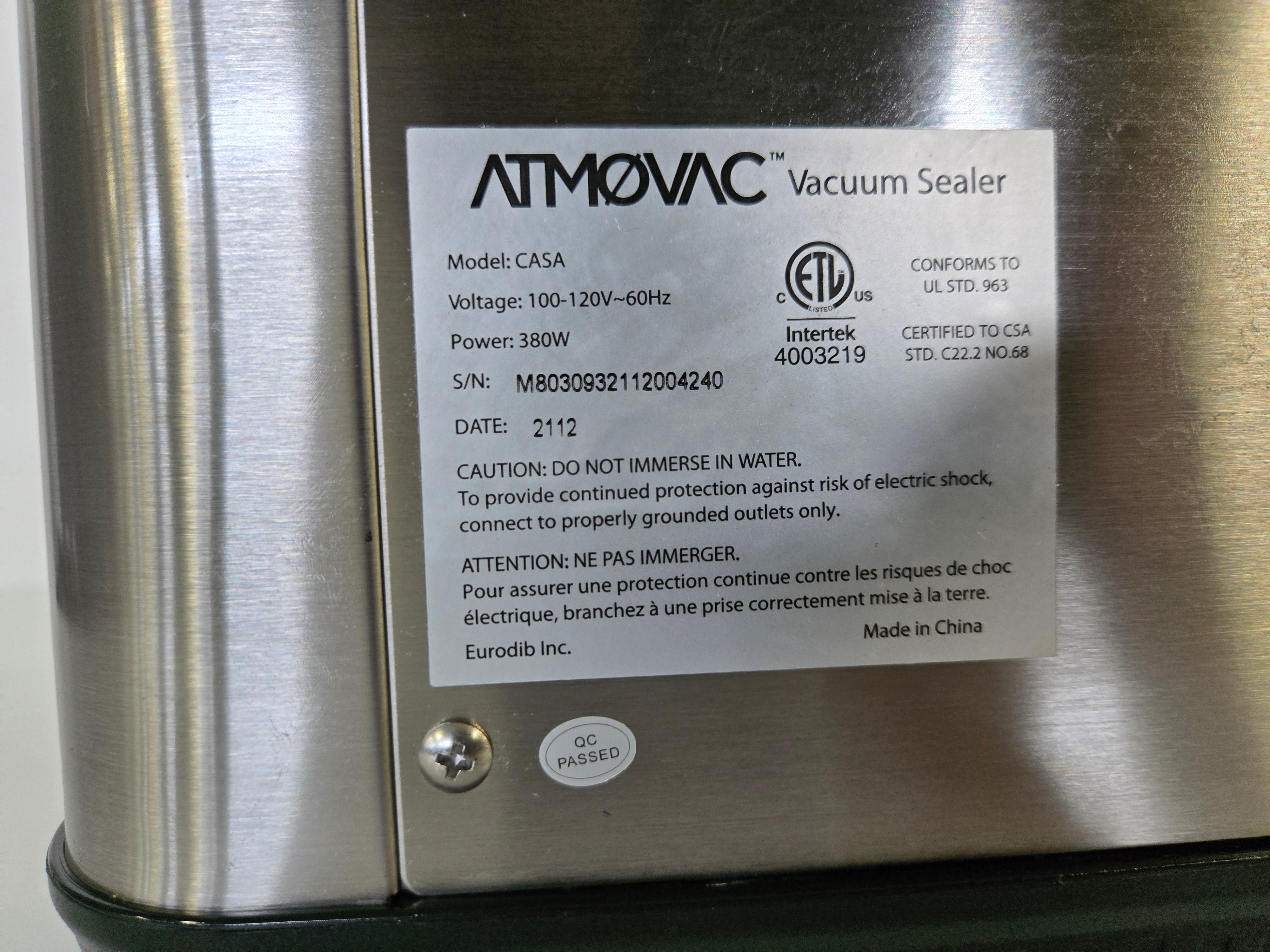 Atmo Vac - Casa - Vacuum Packaging Machine